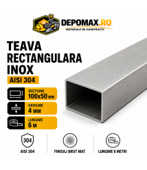 Teava rectangulara inox AISI 304, 100 x 50 x 4 mm, 6 metri
